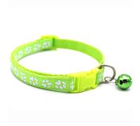 EMUKOEP Collier pour Animaux de Compagnie à Motif D'empreinte de Pied Mignon avec Cloche, Taille Réglable, Collier Léger pour Chien et Chat, Largeur de 0,4 Pouces (Vert Fluo)