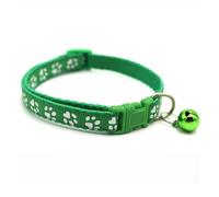 EMUKOEP Collier pour Animaux de Compagnie à Motif D'empreinte de Pied Mignon avec Cloche, Taille Réglable, Collier Léger pour Chien et Chat, Largeur de 0,4 Pouces (Vert foncé)