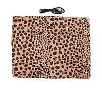 EMUKOEP Coussin Chauffant pour Animaux de Compagnie, Tissu de qualité Supérieure, 3 Températures Réglables, Lavable, Chargement USB, pour Chat et Chien (Imprimé Léopard)
