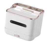 EMUKOEP Couvre-boîte en Papier, Support de Papier Facial Multifonctionnel Décoratif avec Plateau pour la Table d'accueil (Blanc)