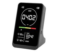 EMUKOEP Détecteur de CO2, testeur TVOC, moniteur de température et d'humidité avec rappel sonore pour maison, serre, voiture, détecteur de qualité de l'air 4 en 1 avec écran lumineux, boîtier poreux