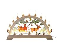 EMUKOEP EMUKOEP3d1g478tbh-10318940 Décoration de Noël en bois - Pont lumineux LED - Blanc chaud - 11 bougies - Support stable pour la décoration de table