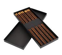 EMUKOEP Ensemble de Baguettes en Acajou Fabriquées à la Main, Baguettes Légères Incrustées de Personnages Porte-bonheur, Cadeau Exclusif pour la Maison (Coffret cadeau cinq paires d'ailes de poulet