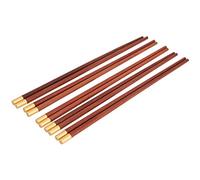 EMUKOEP Ensemble de Baguettes en Acajou Fabriquées à la Main, Baguettes Légères Incrustées de Personnages Porte-bonheur, Cadeau Exclusif pour la Maison (Coffret cadeau cinq paires en bois de santal