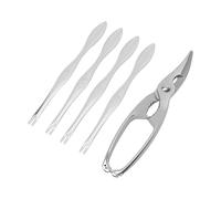 EMUKOEP Ensemble de Craquelins de Crabe et D'outils, Craquelins de Crabe en Acier Inoxydable avec 4 Fourchettes à Double extrémité, pour Fruits de Mer de en Pierre de Royal