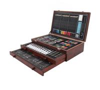 EMUKOEP Ensemble de Peinture et de Dessin 142 Pièces avec Carnets de Croquis dans un Coffret en Bois, Fournitures D'art pour Artistes Débutants et Expérimentés, Crayons de Couleur, Pastels à L'huile,