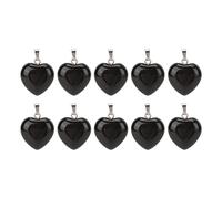 EMUKOEP Ensemble de Pendentifs en Forme de Cœur en Pierre Noire, Accessoires de Bijoux Durables pour Artisans, 10 Pièces