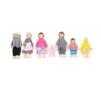 EMUKOEP Ensemble Familial de Maison de Poupée en Bois 7 Pièces Figurines de Famille de Poupée en Bois de Bouleau avec des Vêtements Doux pour Faire Semblant de aux Enfants C