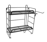 EMUKOEP Étagères de Rangement des Toilettes, Fer, Assemblage Mural, 2 Couches, Grilles Pliables, Décoration Maison avec Crochets pour Salles de Bains (Noir)