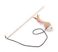 EMUKOEP Jouet Interactif de Bâton de Receveur de Chat avec la Plume de Lin en Bois pour Déclencher Le Désir de Chasse de L'animal et la Réaction Rapide (Souris)