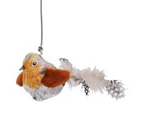 EMUKOEP Jouet Interactif pour Chat Oiseau avec de Vrais Sons de Gazouillis, Jouet en Plumes en Peluche pour Chats D'intérieur, Module électronique activé par Le Toucher pour la (Orange)