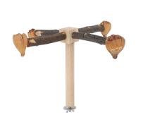 EMUKOEP Jouet Rotatif pour Perchoir à Oiseaux, Support Interactif en Bois avec Jouet à Mâcher pour Cage à Oiseaux, fabriqué à Partir de Matériaux Robustes pour la santé et Le Bien-être, Branches