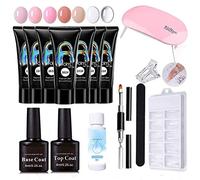 EMUKOEP Kit de Gel pour Ongles en Résine Naturelle, Ensemble D'extensions D'Ongles Facile à Utiliser pour Débutants avec Constructeur de Gel 7 Couleurs et Lampe à Ongles pour un Usage Domestique