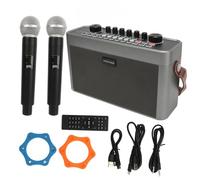 EMUKOEP Machine de karaoké avec 2 Microphones sans Fil, Carte Son, Haut-Parleur Bluetooth, Tout-en-Un, pour Chanter en Direct à L'intérieur et à L'extérieur