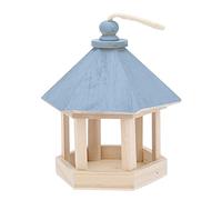 EMUKOEP Mangeoire à Oiseaux en Bois avec Texture Claire et Conception Creuse Centrale pour Un Nettoyage Facile et Une Attraction des Oiseaux (Bleue)