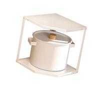 EMUKOEP Petite étagère d'angle pour la Cuisine, en Forme de Ventilateur, des Tavernes de Cuisson Stables en Acier au Carbone pour Pots, Poêles (2 Couches Blanches 27x27x27.6 cm)