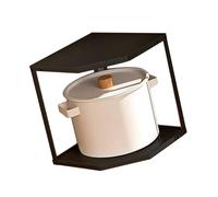 EMUKOEP Petite étagère d'angle pour la Cuisine, en Forme de Ventilateur, des Tavernes de Cuisson Stables en Acier au Carbone pour Pots, Poêles (2 Couches Noir 27x27x27.6cm)