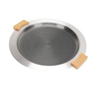 EMUKOEP Poêle à Barbecue en Acier Inoxydable, Plaque de Gril Ronde, Conception Hexagonale en Nid d'abeille avec Poignées en Bois Détachables pour la Cuisine en Plein Air
