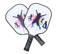 EMUKOEP Raquette de Pickleball à Poignée Antidérapante, Facile à Prendre en Main, pour Les Parcs Extérieurs, Kit de 2 Raquettes et 4 Balles (Couleur de l'image)