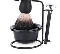 EMUKOEP Rasage Manuel Blaireau 13 × 11 × 11 Hommes Barbe Ensemble de Rasage Professionnel Sûr Brosse Bol Support Moustache Outil