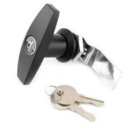 EMUKOEP Serrure à Poignée en T à Fixation Arrière Sécurisée, Boîte à Outils, Serrure de Porte de Garage, en T Noire en Alliage de Zinc pour Boîte à Outils, 2 Clés Incluses (Noire)