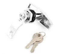 EMUKOEP Serrure à Poignée en T à Fixation Arrière Sécurisée, Boîte à Outils, Serrure de Porte de Garage, en T Noire en Alliage de Zinc pour Boîte à Outils, 2 Clés Incluses (chrome brillant)