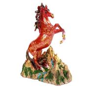 EMUKOEP Statue de Cheval Debout en Résine, Figurine d'art Réaliste pour la Décoration de la Maison et du Bureau (Or Rouge)