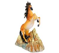 EMUKOEP Statue de Cheval Debout en Résine, Figurine d'art Réaliste pour la Décoration de la Maison et du Bureau (Jaune Brun)