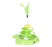 EMUKOEP Tour de Balle pour Chat, Puzzle Interactif, Plume Taquine, Piste à 3 Niveaux, Jouet Détachable pour Animal de Compagnie, Exercice pour Chaton, Robuste et Durable, adapté à Plusieurs Chats