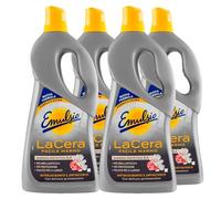 Emulsio La cire facile en marbre auto-lubrifiante pour sols et surfaces en marbre et granille, formule professionnelle barrière 3 en 1 protection brillante et nettoyage - 4 flacons de 725 ml