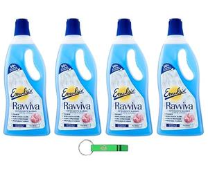Emulsio Ravviva Detergente Marmo Lot de 4 nettoyants de sol idéaux pour les surfaces et sols en marbre et en pierre naturelle - Sans traces 750 ml + porte-clés Beni Culinari