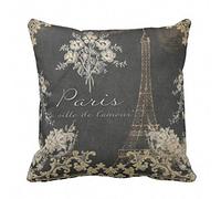 Emvency Throw Cover Cover Black Vintage Paris Ville de Love Eiffel Tower Chalkboard Tan Antique Decorative Case Dow Decor Home Decor Square 18 x