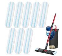 Emwel Lot de 8 serpillères de rechange pour système de serpillère rotative Vileda H2Pro, en microfibre, lavable, réutilisable, pour enlever la saleté tenace, convient à tous les sols durs et facile à