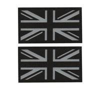 EmWoot Lot de 2 écussons avec motif drapeau du Royaume-Uni - 8,9 x 5,1 cm - Infrarouge - Réfléchissant - Découpe au laser - Patch tactique avec crochet et boucle (noir et blanc 01)