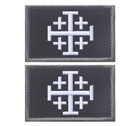 EmWoot Lot de 2 écussons brodés au motif chevalier du Saint-Sépulcre de Jérusalem avec crochet et boucle (noir et blanc)