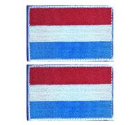 EmWoot Lot de 2 écussons brodés motif drapeau du Luxembourg - Patchs tactiques militaires auto-agrippants