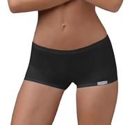 EMY Culotte femme Boxer Short de sport en coton élastique | Sous-vêtements naturels sans microfibre | Blanc noir nu | Tailles 2-5 (S-XL) | Confort pour fitness, danse et loisirs, Noir , XL