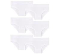 EMY Culottes Fille en Coton Naturel, Lot de 6, Douces et Respirantes, Blanc Strass, 13-14 Ans