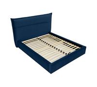 Emy - lit coffre - 160x200 cm - en velours - sommier inclus - Bleu marine