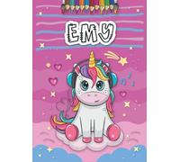 Emy: Livre de coloriage personnalisé | Licorne | Cadeau d'anniversaire pour fille | 4 à 8 ans | 25 motifs de licorne avec le prénom Emy, Grand format A4 (21 x 29.7 cm)