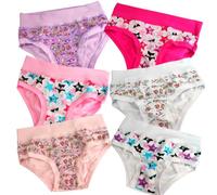 EMY Lot de 6 paires de culottes en coton élastique pour fille à haut et à motifs aléatoires (image indicative), Motifs décontractés, 8 ans