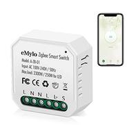 eMylo Mini Interrupteur Zigbee intelligent Télécommande sans fil Interrupteur de lumière Zigbee AC 220V Module de relais de commutateur intégré 16A Commande vocale de minuterie bricolage avec Alexa