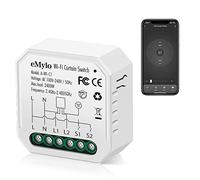 eMylo Mini Smart Wifi Interrupteur de Rideau Télécommande Sans Fil Interrupteur de Rideau AC 220V Module de Relais Intégré 16A DIY Minuterie Commande Vocale Double Relais pour Rideau, Stores, Roulant
