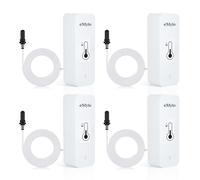 eMylo Thermometre Intérieur Exterieur, Wifi Thermomètre Connecté App Alarme, Exportation de Données Thermometre Frigo Moniteur, Convient pour Chambre, Aquarium, Réfrigérateur, Blanc 4Pcs
