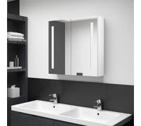 EMYRLXQW Armoire de salle de bain avec miroir LED Blanc brillant 62 x 14 x 60 cm