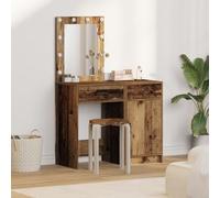 EMYRLXQW Armoires et rangement, meuble-lavabo, coiffeuse de chambre à coucher - 2 pièces avec LED en finition bois ancien