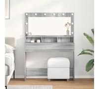 EMYRLXQW Armoires et rangement, meuble-lavabo, coiffeuse de chambre à coucher - Coiffeuse Sonoma grise avec lumières LED - 100 x 41 x 135 cm