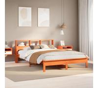 EMYRLXQW Bibliothèque Lit sans matelas Marron ciré 120 x 190 cm Petit lit double en pin massif