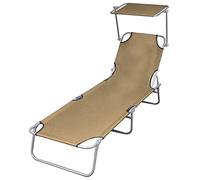 EMYRLXQW Chaise longue d'extérieur pliante avec auvent en acier Taupe