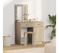 EMYRLXQW Ensemble coiffeuse 2 pièces avec LED en chêne sonoma